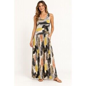 Egs Abstract Brushstroke Sleeveless Maxi Dress Multicolor Womens Estimated Large
